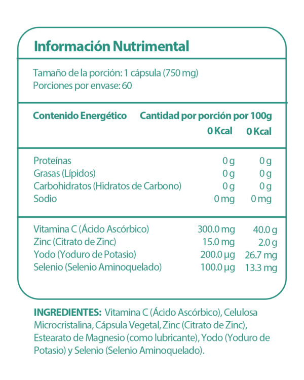 2 frascos de Selenio/Yodo/Zinc + Vitamina C con 60 cápsulas cada uno - Image 2