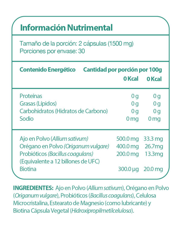 2 Frascos de probióticos y orégano con 60 cápsulas cada uno. - Image 2